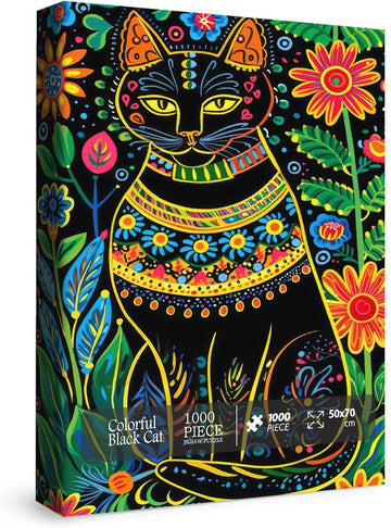 Buntes schwarzes Katzenpuzzle 1000 Stücke